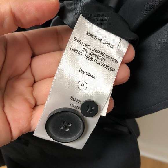 Quince Comfort Stretch Trench Coat Midnight Black Womens XS Organic Cotton - Picture 8 of 9